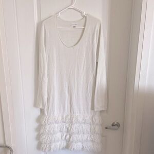 White   Calvin Klein stretchy fringy dress